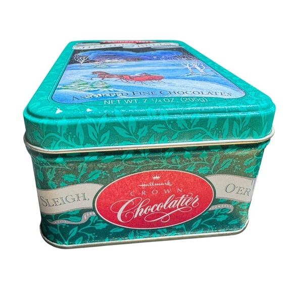1993 Hallmark Jingle Bells Christmas Tin – Sleigh Scene, Vintage Decor - Picture 2 of 11